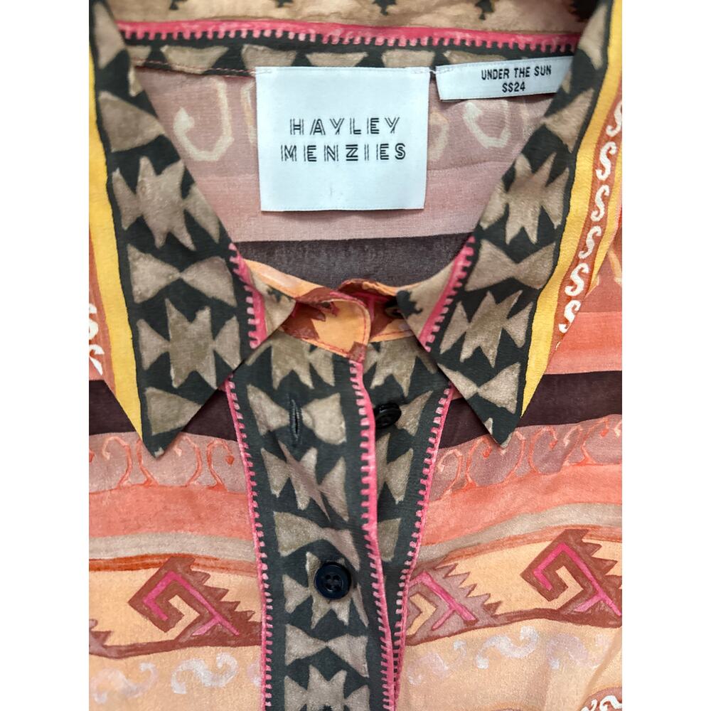 Peach Multi Printed Maxi Shirt Dress - Picture 8 of 16